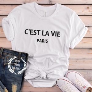 C'est La Vie Paris White TShirt NEW NWT